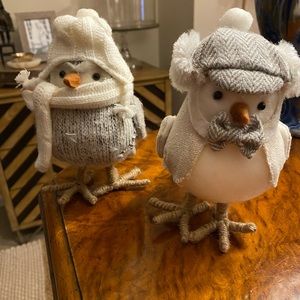 Pair of Decorative Winter Owls